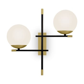 2x Lampada Da Parete, Applique GLOBI, Metallo E Vetro, Paralume Sferico Hlp 23x20x28 Moderna Ottone Bianco 84769208