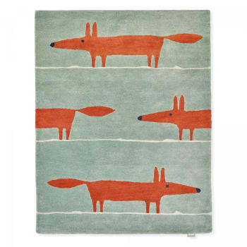 Mr fox - Tapis enfant en laine Fait main 90x150 Vert