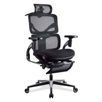 TERRANA - Chaise ergonomique de bureau avec repose-pied noire