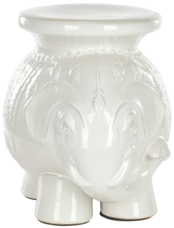 Lulu - Tabouret de jardin Céramique en Blanc, 35 X 50 X 45 cm
