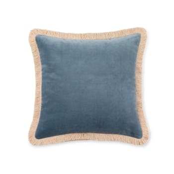 Velvet - Funda de cojín de terciopelo de algodón azul 45x45cm