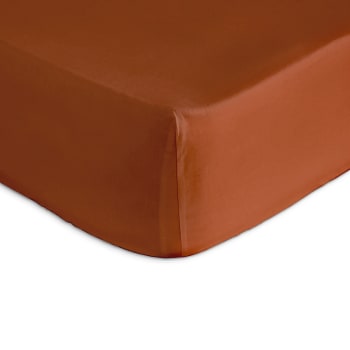 CASUAL DH - Drap housse 100% coton 100x200+28 cm orange foncé