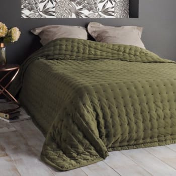 PALOMA - Dessus de lit polyester vert kaki 150x200cm