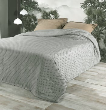 POMPON - Dessus de lit polyester gris 230x250cm