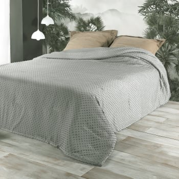 POMPON - Dessus de lit polyester gris 180x240cm
