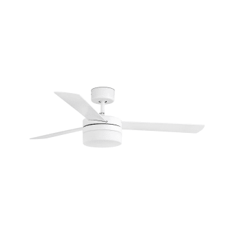 33816-20 PUNT LED Ventilatore da soffitto bianco/legno chiaro con motore DC, Faro Barcelona