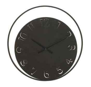 CIRCLE - Orologio da parete in metallo nero Ø cm 60X4,5