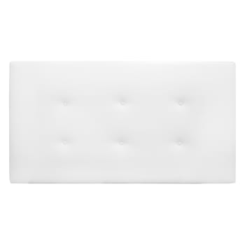 Cabecero tapizado de polipiel con botones en color blanco de 135x80cm