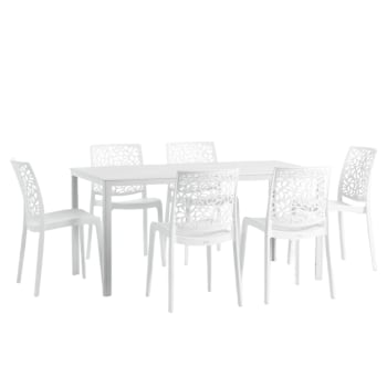 TREXM Set Tavolo da Pranzo 6 Pezzi con 4 Sedie e 1 Panca Grigio