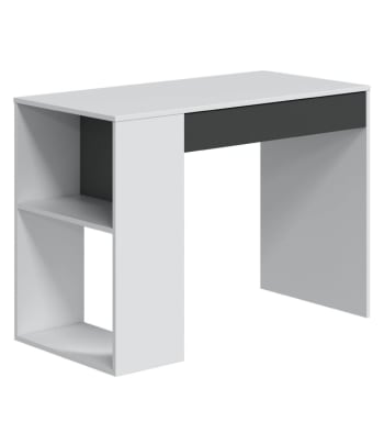 CLUB - Mesa escritorio blanco con cajón y estantería