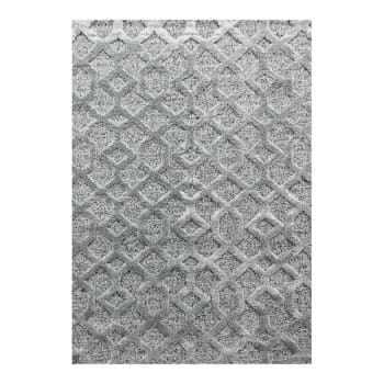Kiitos - Tapis géométrique scandinave en polypropylène gris 240x340