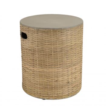 Hans - Table d'appoint ronde plateau en béton socle en bambou naturel