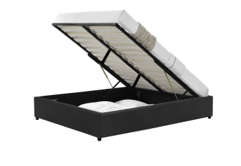 Kennington - Structure de lit coffre en velours noir 140x190 cm