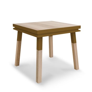 Egee - Table de cuisine carrée avec tiroir 80 cm, 100% frêne massif