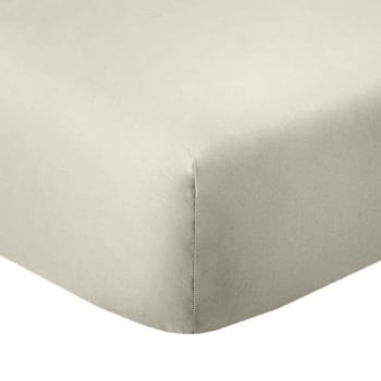 Drap housse 2 places coton beige ivoire 160x200 cm