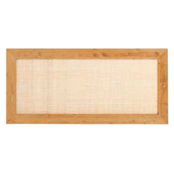 Marnie - Tête de lit bois et raphia couleur marron clair pour lit 180 cm