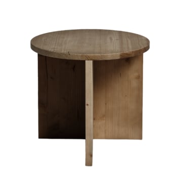 Nicole - Table d’appoint ronde en bois de sapin couleur marron