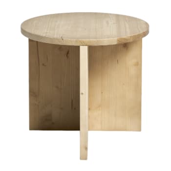 Nicole - Table d’appoint ronde en bois de sapin couleur naturel