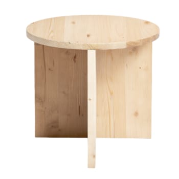 Nicole - Table d’appoint ronde en bois de sapin couleur beige