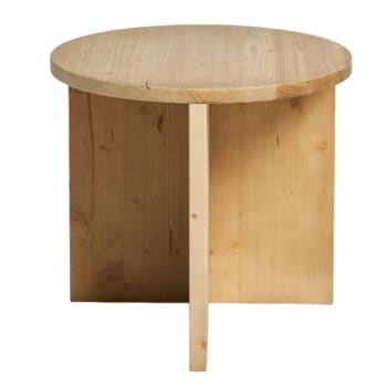 Nicole - Table d’appoint ronde en bois de sapin couleur marron clair