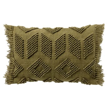 Housse de coussin vert en coton et polyester - 40x60 cm - avec motif