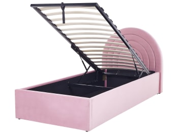 Letto Unicorno Per Bambini In PU E MDF – 90x200 Cm Con Letto Estraibile E Cassetti, Testiera A Forma Di Unicorno, Colore Rosa, Carino E Funzionale