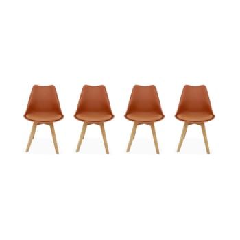 Nils - Conjunto de 4 sillas escandinavas, terracota