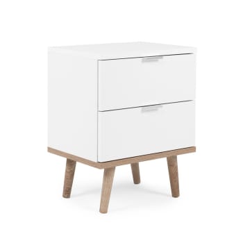 Comodino con 2 cassetti in MDF Bianco laccato e Dorato OMBRELIA di PASCAL MORABITO