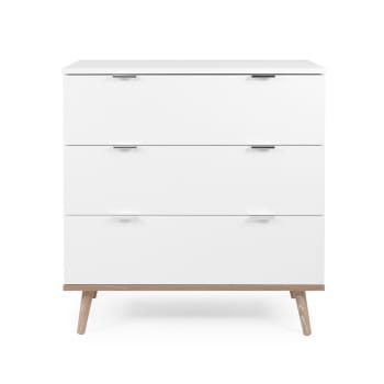 Copenhague - Commode 3 tiroirs L80 x H87 cm - Blanc