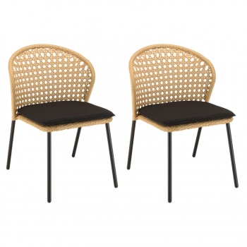 Malo - Lot de 2 chaises rotin synthétique couleur naturelle