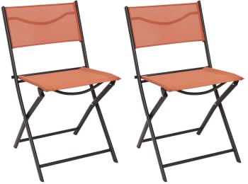 Chaise de jardin pliable en acier elba (lot de 2) orange terracotta