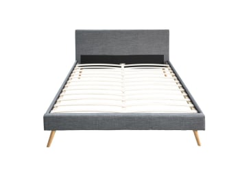 Lodi - Cadre de lit avec sommier à lattes - Gris foncé - Largeur 160 cm