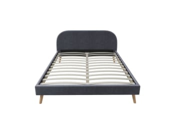 Moby - Cadre de lit avec sommier à lattes en tissu - Gris - 160 cm