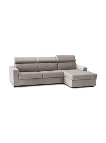 Daart - Canapé d'angle convertible 3 places en tissu taupe