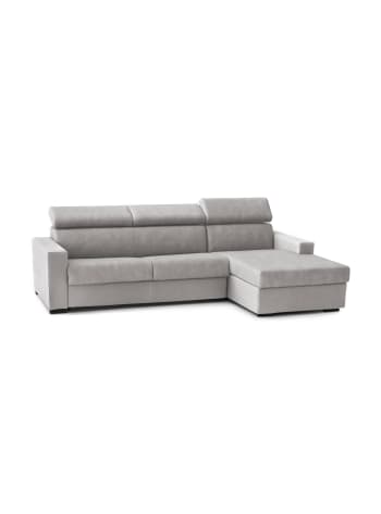 Daart - Canapé d'angle convertible 3 places en tissu gris