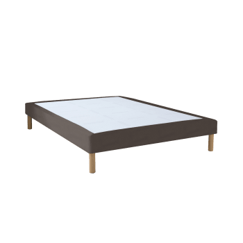 LUXE SIMILICUIR - Sommier similicuir taupe 140x190 cm