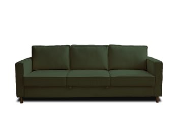 Jake - 3-Sitzer Sofa mit Bettfunktion aus aus Cord Grün