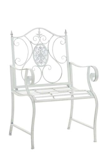 PUNJAB - Chaise de jardin avec accoudoirs en métal Blanc antique