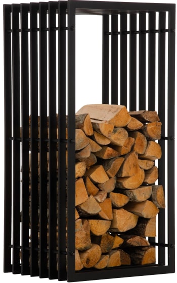 IRVING - Soporte para troncos de madera en metal negro mate