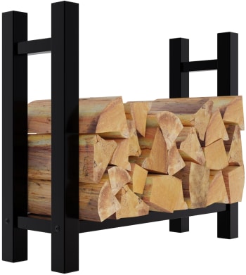 MEDYA - Soporte para troncos de madera en Metal 30x80x80 Negro