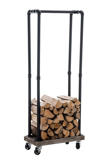 KORKS - Soporte para troncos de madera en Metal Negro