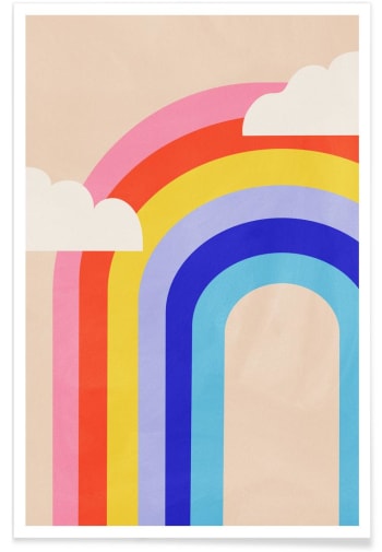 Rainbow and clouds - Affiche multicolore