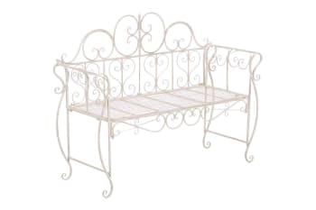 MINNA - Banc de jardin pour 2 personnes en métal Crème antique