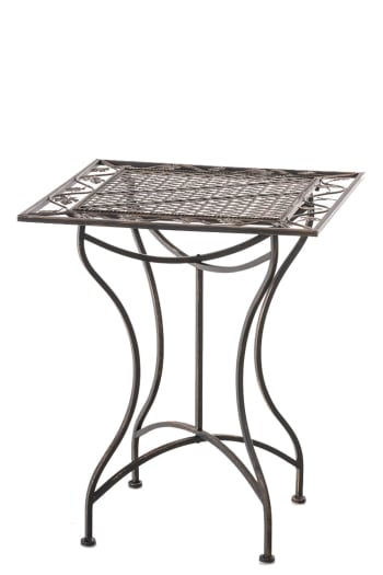 LOKATSE HOME Tavolo Da Giardino Rotondo In Ferro Battuto Con Foro Per Ombrellone - 42x72 Cm - Struttura In Acciaio - Nero - 3