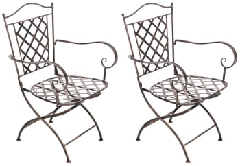 ADARA - Lot de 2 chaises de jardin pliables en métal Bronze