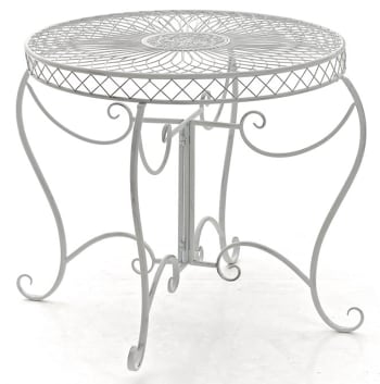 SHEELA - Table de jardin avec plateau rond en métal Blanc antique
