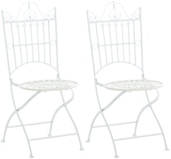 SADAO - Lot de 2 chaises de jardin pliables en métal Blanc