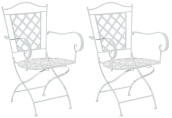 ADARA - Lot de 2 chaises de jardin pliables en métal Blanc