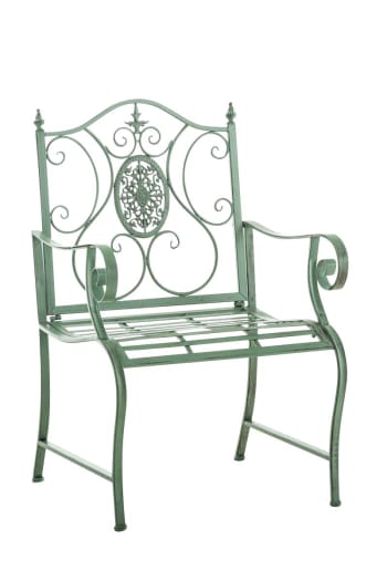 PUNJAB - Sedia da esterno con braccioli in Metallo verde antico