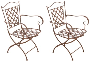 ADARA - Set 2 sillas de exterior con reposabrazos en Metal Marrón antiguo